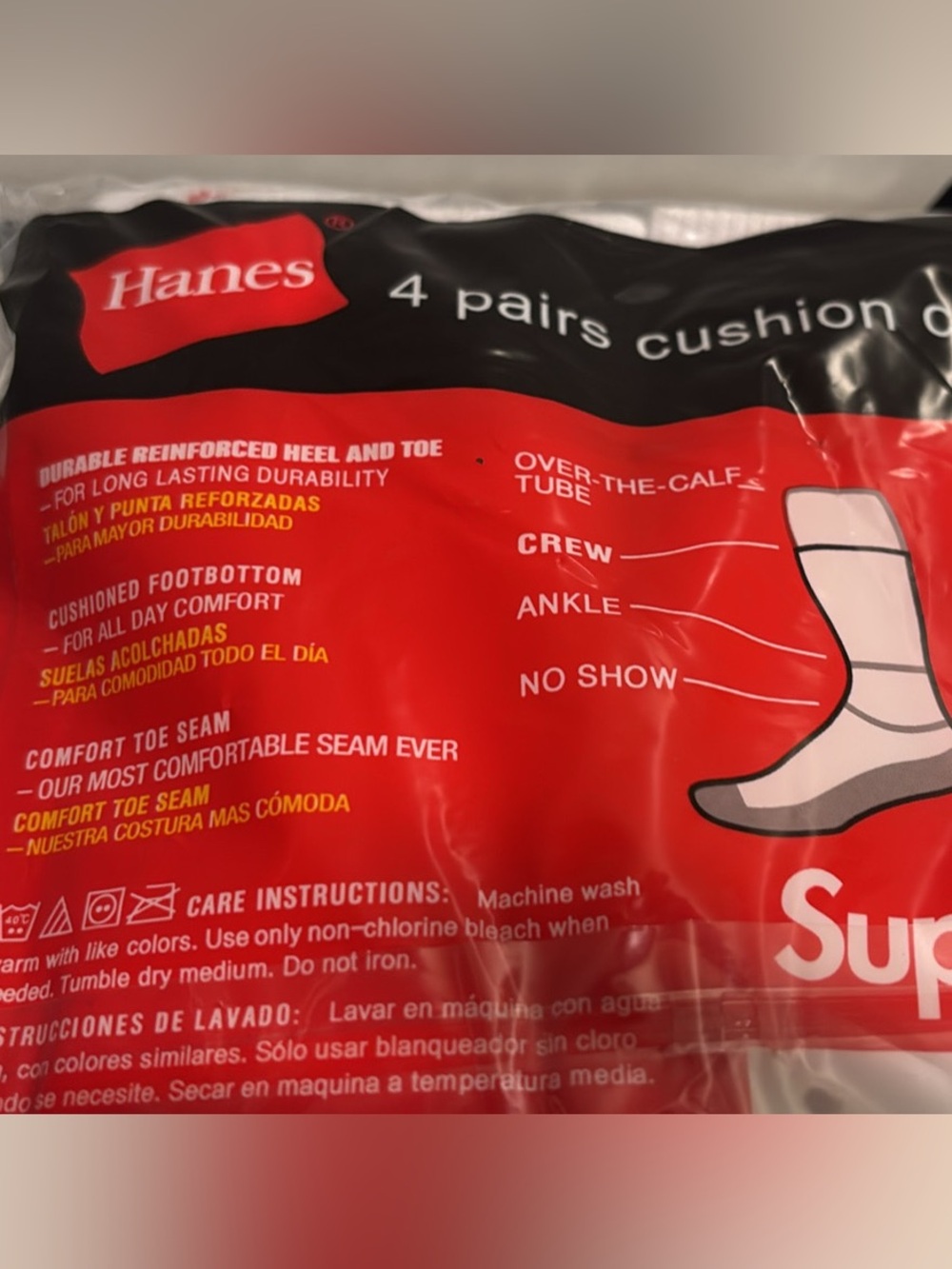 Supreme Black and Red Crew Socks Pack